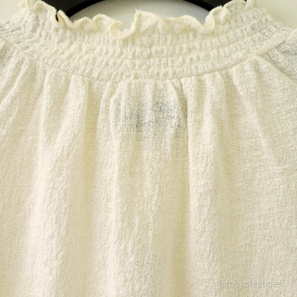 MADEWELL Texture & Thread -Mini Ruffle Mock Neck Top, Bell Sleeve, Cottagecore - Picture 5 of 11